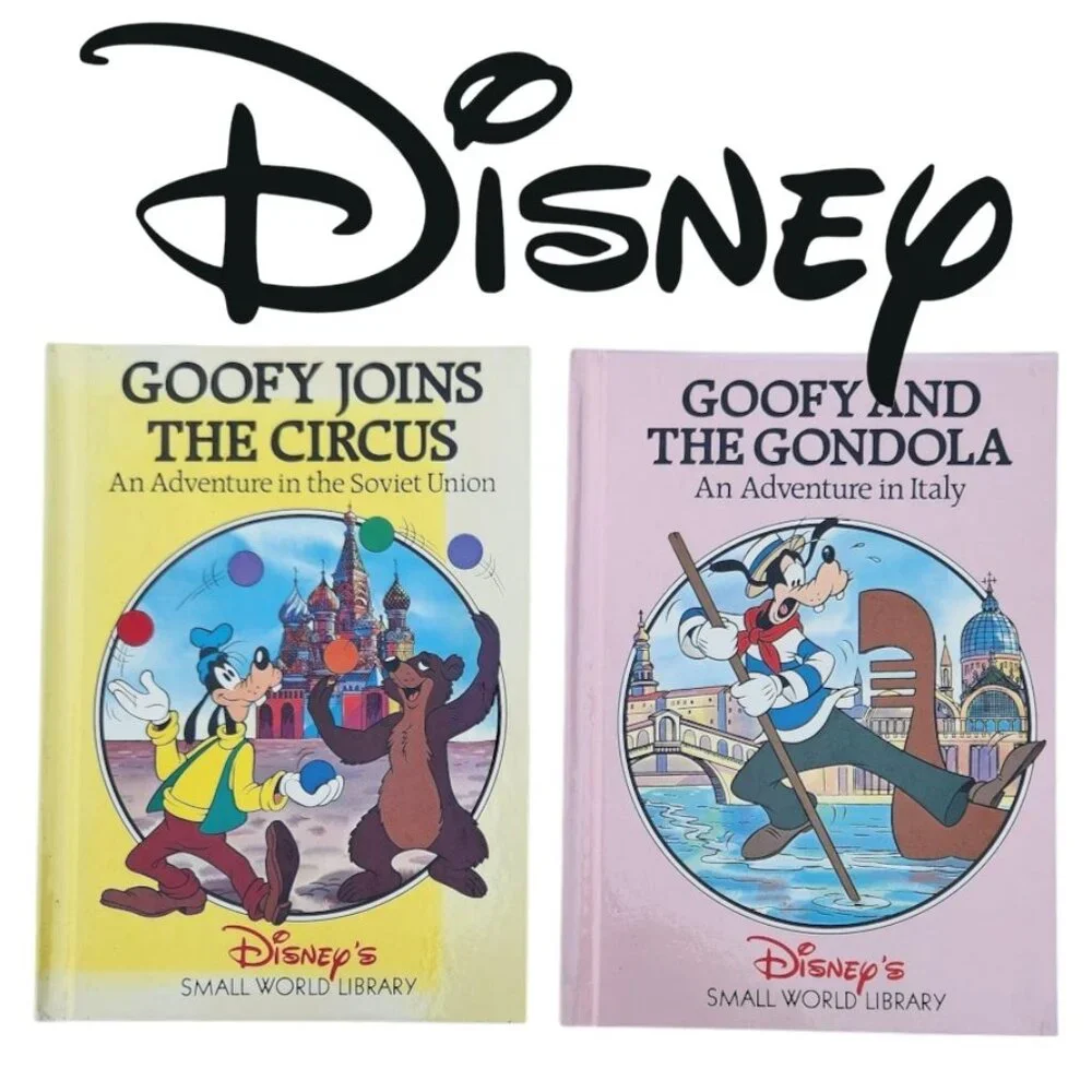 VINTAGE Disney Children's Book Bundle Goofy Small World Library 1980s Books Mick